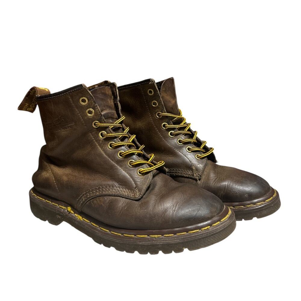 Vintage Dr Doc Martens England 1460 Womens Boots Size 9 Brown Leather Combat